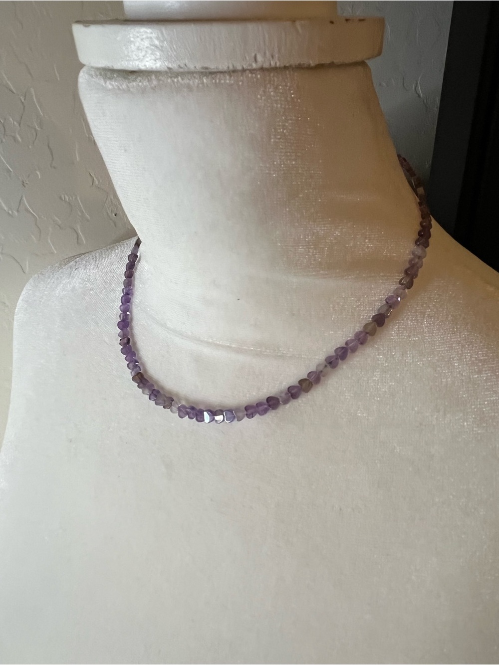 Natural Amethyst Dainty Heart Convertible Double Bracelet / Choker Necklace